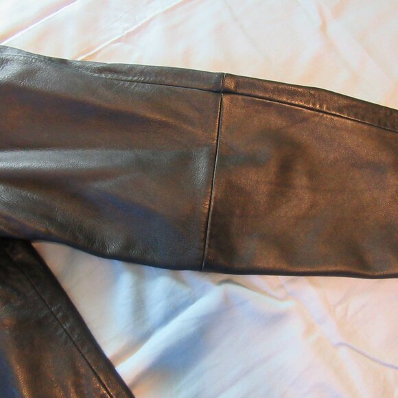Womens Wilsons Leather Pelle Studio Black Leather Zip Up Jacket Sz L - Picture 2 of 7